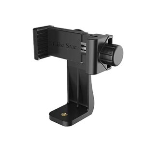360? Degree Mobile Phone Holder with Universal 1/4 Screw Adjustable Clamp Mobile Tripod Mount Adapter Compatible with Smartphones & TripodsnSelfie Stick (Black)