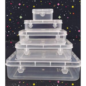 Small Size Plastic Boxes for Small Storage Things Jewellery/Dry Fruits/Stationery (Transparent) -Set of 5 Pieces