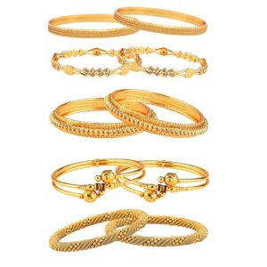 Women's Gold Plated and Coinage Designer Victoria Pearls Bangles Combo - Pack of 10