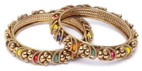 18k Gold Plated Temple Jewellery Bangles for Women | Set of 2 Bangles Set | Latest Stylish Traditional Kada Bangles | Just Like Real Gold Jewellery