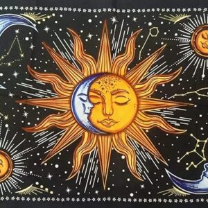 Two Face Sun Tie Dye Mandala Tapestry Hippie Hippy Celestial Wall Hanging Indian Bohemian Tapestries (Multicolour, (54x60 Inches)) (Multicolour 2, Poster (30x40 Inches))