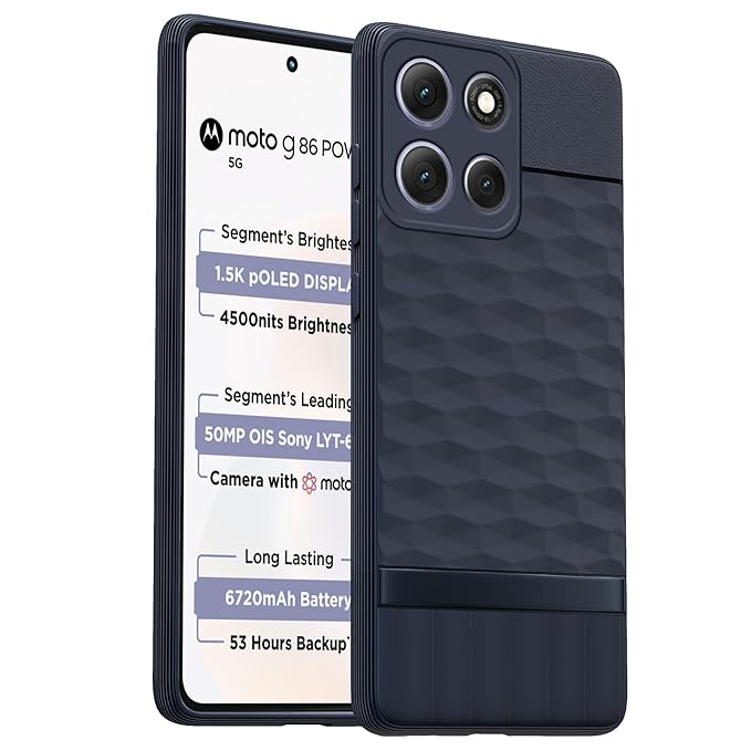 Cobos of 5 TPU Soft Back Cover for Moto G86 Power 5G | Full Camera Protection | Flexible Shockproof Back Case for Moto G86 Power 5G (Blue)