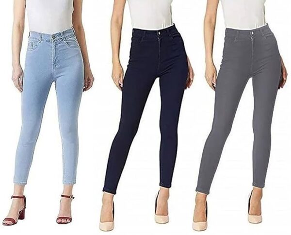 Pack of 3 Latest Trending Jeans for Girls or Women Single Button