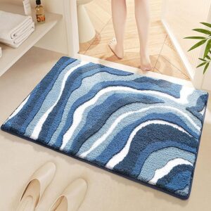 Super Soft Anti-Skid (40x60 cm) Super Absorbent Mats Microfiber 2000 GSM Mat for Bathroom/Kitchen/Door Mats for Home/Floor Mat (Blue) Pack of 1