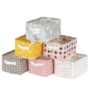 Storage Box Canvas Fabric Baskets For Organizing With Handles, Rectangle Small, Cube, Foldable Multipurpose Box, Closet, Desk, Baby Storage Organizer (Pack of 4 (Small))