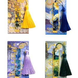 Set of 4, Classical Oil Painting Design Metal Bookmarks for Books Aesthetic, Unique Gift for Book Lovers, Students, Travelers, Elegant Book Markers for Novels and Diaries