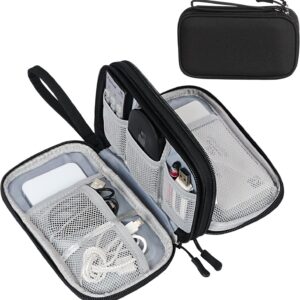 8.3X5 Inch Portable Storage Organizer For Usb Cable, Earphone, Power Bank,Charger, Hard Disk & Digital Gadgets, With Mesh Pockets Size 21X12Cm Inside's Material And Color May Vary, black