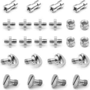 24pc Camera Lens Screw Adapter Kit, 3/8 to 1/4 Inch D-Ring Quick Release Plate Screw for Camera Tripod, Monopod and Flash Light Stand