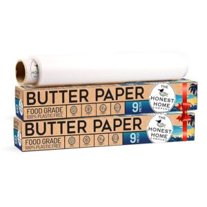 Butter Paper Roll Combo | 18 Meters | Pack of 2 (9M + 9M) | 40 GSM, 100% Non-Coated | Easy Tear with Cutter | for Air Fryer and Roti