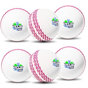 Plus Practice Cricket Ball/Wind Balls (125-130 Gms) For - Indoor&Outdoor Street&Beach Cricket (Pack Of 6) (White)