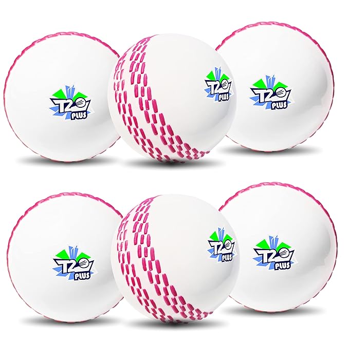 Plus Practice Cricket Ball/Wind Balls (125-130 Gms) For - Indoor&Outdoor Street&Beach Cricket (Pack Of 6) (White)