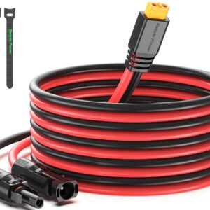 Power Solar to XT60 Charge Extension Cable 12AWG 10Ft Solar Connector to XT60 Adapter Cable for Solar Panel to LiFePO4 Battery RV Portable Power Station Solar Generator