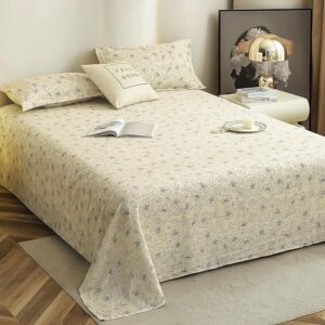 King Size Bedsheet | Cloud Cotton Flatsheet King Size with Two Pillow Covers | 300 TC | Super Soft Bed Sheet for King Size Bed | Floral Design (270 x 250 cm, Pale White & Grey)