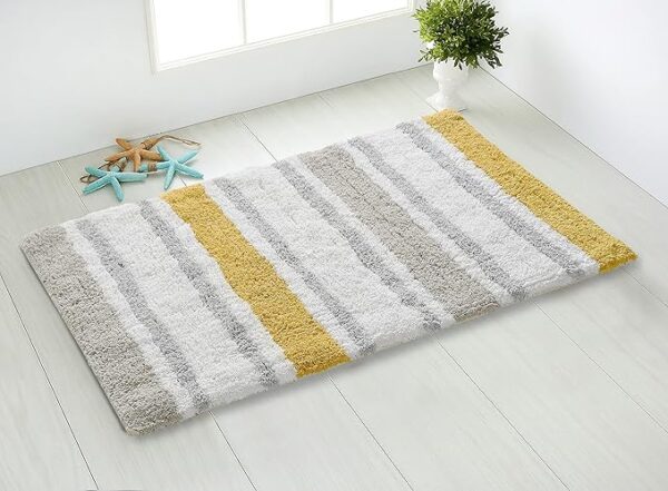 Colored Striped Bath Mat (50X80 Cm, Multi, 70% Cotton, 30% Polyester)