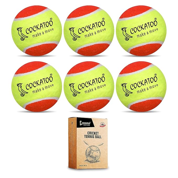 Rubber Cricket Tennis Ball, Construction of Tennis Ball for Cricket for Optimal Performance,Suitable for All Skill Levels. (90 Gr Per Ball-Pack of 6-Yellow Orange)