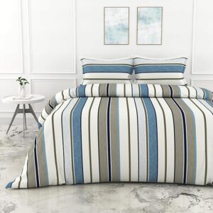 LINEN BRAND 100% Pure Cotton Bedsheet for King Size Bed, 144TC Soft & Breathable King Size Bed Sheet Cotton with 2 Pillow Covers (Aqua & Rainbow Animal Parade, 104 x 104 Inches)