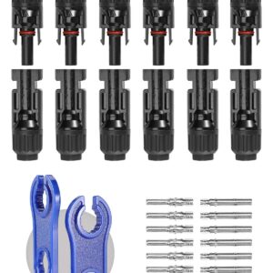 12 PCS Solar Connectors with Spanners Solar Panel Cable Connectors 6 Pairs Male/Female(10AWG)