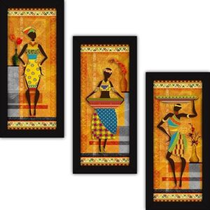 Abstract Paintings for Home Living Room Bedroom and Office - Framed Modern Art with Glass - Set of 3-Multicolour