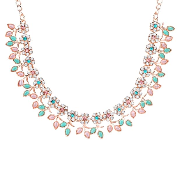 nternational Crystal Necklace Jewellery Set with Earrings | Best Suited for Party, Wedding, and Festive Occasions for Women