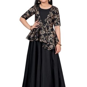 Dream Girls Taffeta Maxi Length Foil Printed Dresses