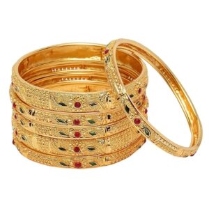 Set of 6 Latest Traditional Stylish Gold Plated Bangles for Women