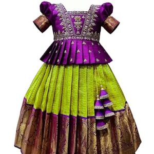 Girls Polyester Blend Readymade Lehenga Choli Set