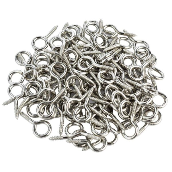 1 inch Small Screw Eyes Metal Eye Screw Hooks Self Tapping Screws Hook Ring Eyelet Hooks Silver/Gold (Pack Of 99 Pcs, Silver Rust Proof Coating)