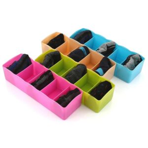 5 Grid Plastic Storage Box Drawer Organizer Underwear Innerwear Socks Undergarments Storage Drawer Organiser Versatile Durable Compact Efficient Sturdy Space Saving Set of 4 Multicolor