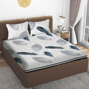 Cotton Feel Double Bedsheet 225x245 cm with 2 Pillow Covers 45x70 cm | Soft, Breathable, Skin-Friendly Fabric | Premium Bedroom D?cor for Everyday Comfort & Elegant Home Styling