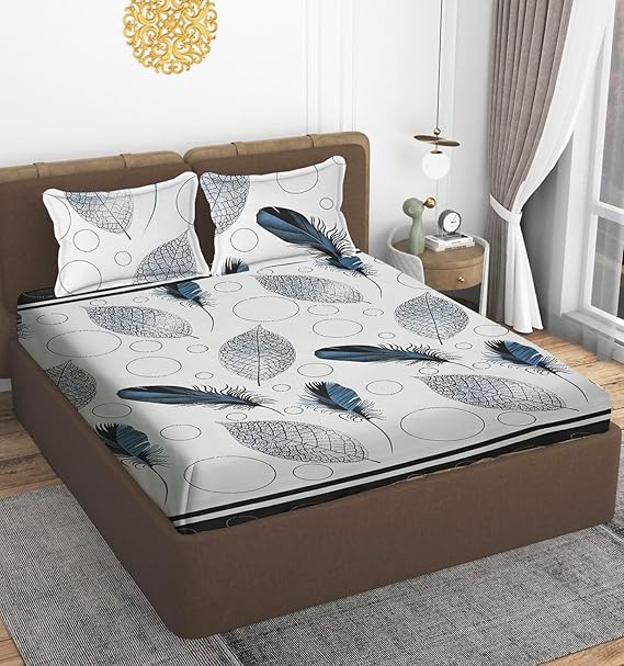 Cotton Feel Double Bedsheet 225x245 cm with 2 Pillow Covers 45x70 cm | Soft, Breathable, Skin-Friendly Fabric | Premium Bedroom D?cor for Everyday Comfort & Elegant Home Styling