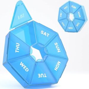 Portable Pill Box Medicine case (Seven Day) New Edition for Vitamin/Tablets/Pills/Supplements, User Friendly (Blue)