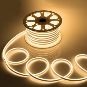 16.4 Feet Neon LED Strip Light with 12V Adapter | Cuttable Flexible Waterproof Rope Light for Wall Decor,Indoor & Outdoor Decoration,Custom Names,Signage & Diwali Decorative Lighting-Warm White