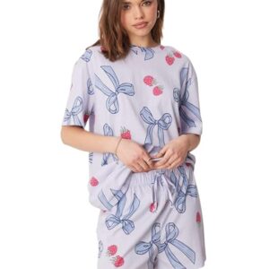 Women's Premium Cotton Blend Stylish Digital Printed Pajama Co-ords || Matching 2 Piece Sleepwear Nightwear Cute Pjs || Casual Top & Shorts Lounge Sets