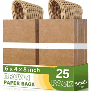 Disposable Brown Kraft Paper Bags 6"x8"x4" Pack of 25pcs- Small Party Favor Goodie Bag, Craft Paper Return Gift Bags -Disposable Recycled Eco Friendly Paper Bags (6"x8"x4")