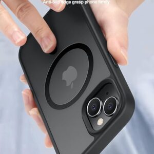 Cobos of 2 iPhone 15 Cover Translucent Matte Hard Back Case Cover Designed Shield Strong Strong Megnetic Adsorption with TPU Polycarbonate Protection Compatible with Magsafe - Frost Black