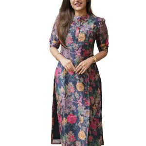 Fashion And Lifestyle Women's Chanderi Stitched Printed Kurta for Women
