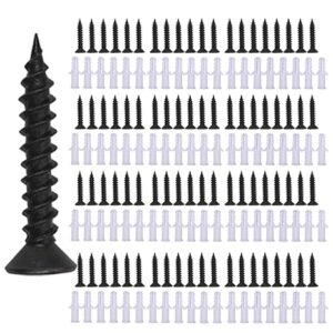 Nylon Wall Plug & Screw Set (25mm,1Inch) - 100+100 Pcs - Heavy Duty Plastic Sleeve Anchors with Drywall Screws for Wood, Brick, Concrete & Drywall | DIY, Home, Furniture & Masonry Fixing
