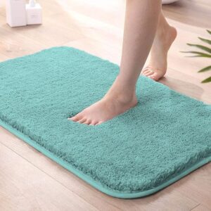 Microfiber Bath Mat Super Soft Non Slip Washable Mat for Bathroom, Kitchen, Bedroom, and Home (40x60 cm, Aqua) Pack of 1, Rectangular