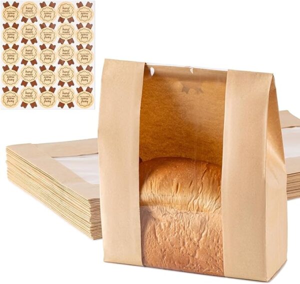 25 Pieces Paper Bread Bags, Large Bakery Sourdough Bread Bags for Homemade Bread with Window Includes 25 Pieces Label Seal Stickers for Homemade Bread Storage (8x21x32 cm)
Brand: Neouth