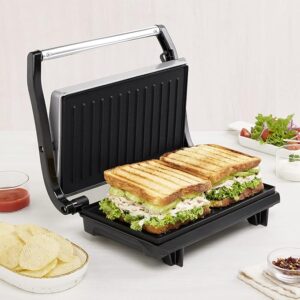 800W Prime Grill Sandwich Maker | Can Make 2 Large Sandwich | Made in India, BIS Approved | Nonstick Coated Plates, Even Grilling | Cool Touch Handle | Indicator Light |