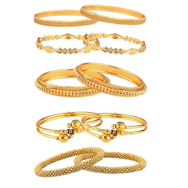 Women's Gold Plated and Coinage Designer Victoria Pearls Bangles Combo - Pack of 10