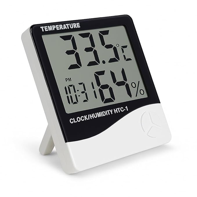Room Temperature Thermometer with Humidity Meter ? Accurate Indoor Sensor, Clear LCD Display, Digital Wall Clock Thermometer, Real-Time Monitoring, Ideal for Home, Office, Comfort & Health