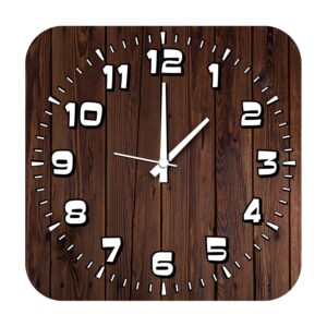 Printed Designer Square Wooden Digital Wall Clock Without Glass for Home/Living Room/Bedroom/Kitchen and Office, 28x28 Cm