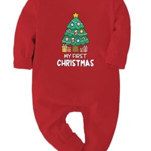 COMBO OF 4 My First Christmas Baby Dress Outfit | 100% Cotton Clothes Full-Sleeve Bodysuit for Newborn Baby Boy & Girl Photoshoot