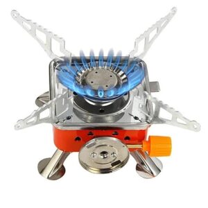 Portable Camping Gas Stove for Travel Stainless Steel Body Folding Furnace Cooking Stove Lightweight Gas Burner for Hiking, Outdoor Picnic & Emergency Cooking Use with Storage Bag