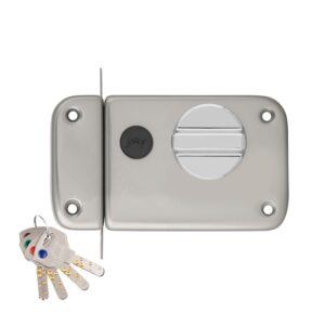 Lock I Rim Deadbolt Ultra XL+ I 1CK Deadbolt I for Inside Opening Wooden Main Door | Left/Right Handed Doors I 4 Keys I 5-Year Warranty I Manual Locking I Satin Nickel Finish