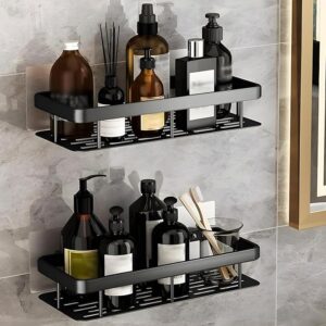 Duty Plastic Self-Adhesive Bathroom Shelf - Multipurpose Wall-Mounted Floating Storage Organizer for Bathroom, Kitchen, Bedroom, Office - Strong, Durable(2 Pcs)