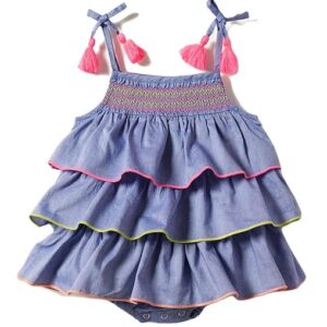 Girls Fit and Flare Cotton Dress with Tassels | Age 0-3Years