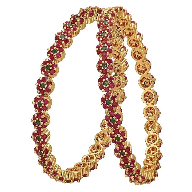 American Diamond Micro Gold Plated Flower Bangles