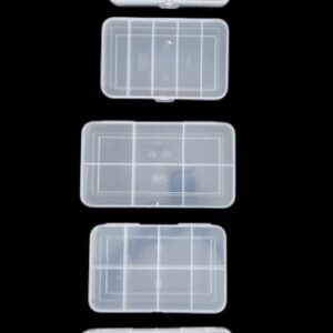 Case Organizer, Rectangular Plastic Storage Box with Dividers, 4/5/6/8/12 Grids, Transparent, Pack of 5 Boxes